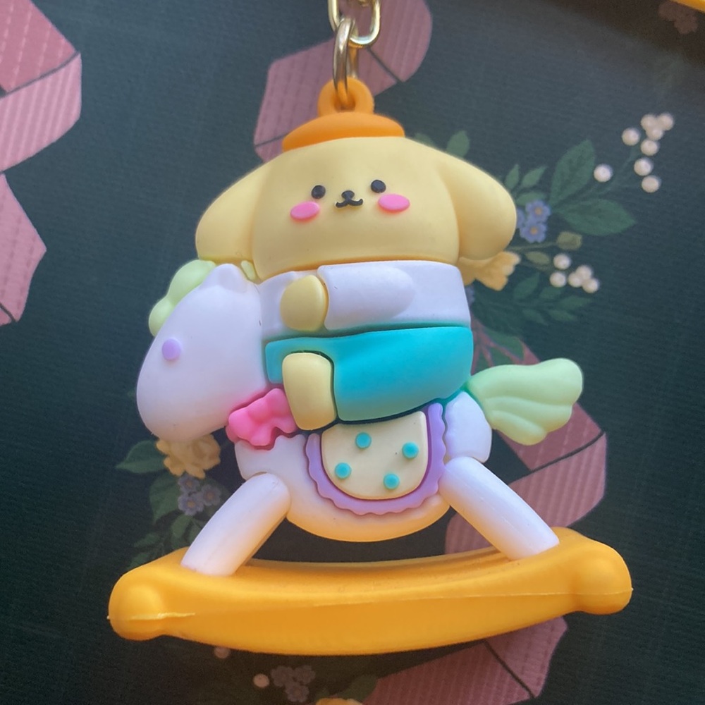 Pompompurin on Rocking Horse Keychain - Picture 3 of 4